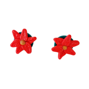 Χειροποίητα σκουλαρίκια – Αλεξανδρινό φυτό. - πηλός, λουλούδι, καρφωτά, καρφάκι - 4