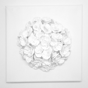 Καμβάς με λευκά λουλούδια από πηλό 20*20 cm - πίνακες & κάδρα, καμβάς, πίνακες ζωγραφικής
