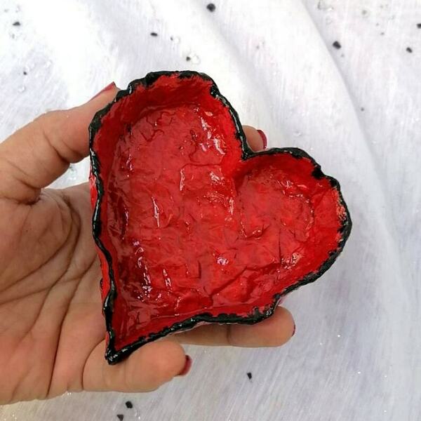 Κόκκινη καρδιά - ''πιάτο'' οργάνωσης - κηροπήγιο για ρεσώ - καρδιά, ρεσώ & κηροπήγια, χριστουγεννιάτικα δώρα, αγ. βαλεντίνου