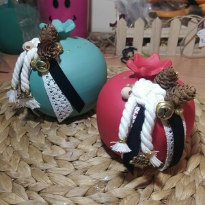 Γούρι κεραμικο ρόδι turquoise-green - πηλός, κεραμικό, ρόδι, χριστουγεννιάτικα δώρα, γούρια - 3
