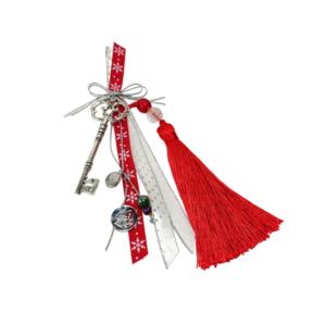 Γούρι 2023 μεταλλικό κλειδί με κόκκινη φούντα - κλειδί, μέταλλο, χριστουγεννιάτικα δώρα, γούρια, γούρι 2023