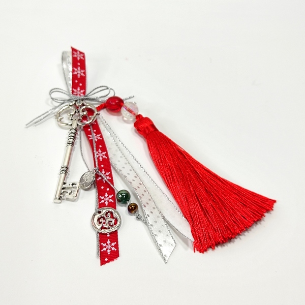 Γούρι 2023 μεταλλικό κλειδί με κόκκινη φούντα - κλειδί, μέταλλο, χριστουγεννιάτικα δώρα, γούρια, γούρι 2023 - 3