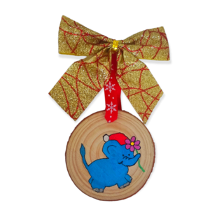 Χριστουγεννιάτικο στολίδι γιορτινό ελεφαντάκι δώρο για δασκάλα - ξύλο, ελεφαντάκι, στολίδια