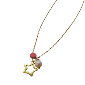 Αλυσίδα λαιμού (Happy colorful) αστέρι. - ημιπολύτιμες πέτρες, charms, μαργαριτάρι, αστέρι, ατσάλι