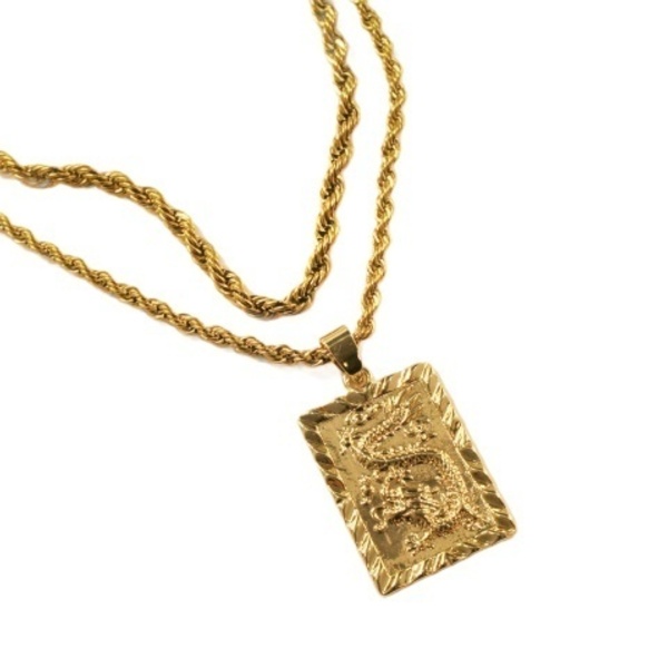 Necklace dragon gold - κοντά, ατσάλι