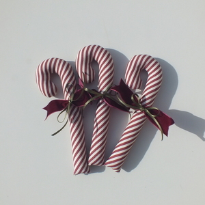 Σετ 3 υφασμάτινα μπαστουνάκια - μπορντό - ύφασμα, χειροποίητα, χριστουγεννιάτικα δώρα, candy, στολίδια - 2