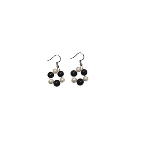 Black & White σκουλαρίκια - ατσάλι, κρεμαστά, πέρλες, γάντζος