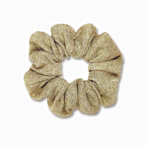 Χειροποίητο χρυσο scrunchie με λάμψη - ύφασμα, χρυσό, χειροποίητα, λαστιχάκια μαλλιών