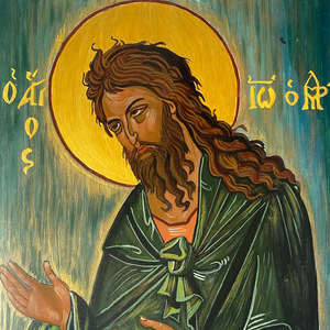 Χειροποίητη εικόνα Άγιος Ιωάννης σε ξύλο ( Βυζαντινή Αγιογραφία) - πίνακες & κάδρα, εικόνες αγίων - 2
