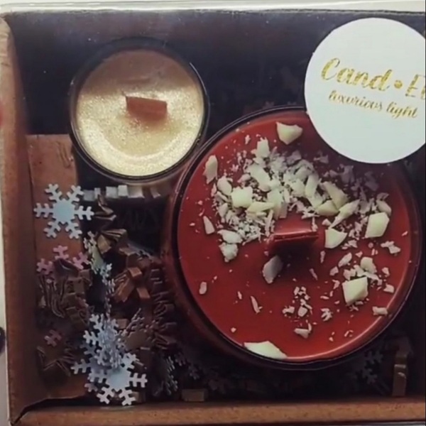 Γιορτινό giftbox φυτικών κεριών σόγιας - αρωματικά κεριά, χριστουγεννιάτικα δώρα, δώρο έκπληξη