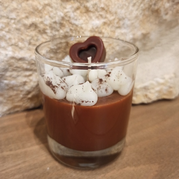 Κερί hot chocolate 150γρ σε γυάλινο ποτήρι - αρωματικά κεριά - 3