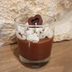 Κερί hot chocolate 180γρ σε γυάλινο ποτήρι - αρωματικά κεριά - 3