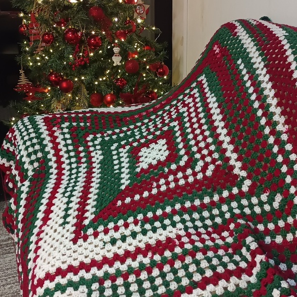 Χειροποίητο πλεκτό ριχτάρι - χριστούγεννα, κουβέρτες - 2