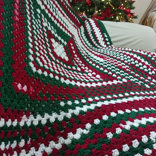 Χειροποίητο πλεκτό ριχτάρι - χριστούγεννα, κουβέρτες - 3