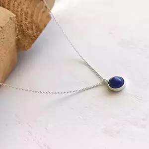 Χειροποίητο ασημένιο κολιέ με πέτρα "Lapis Lazuli" - ασήμι, ημιπολύτιμες πέτρες, charms, ασήμι 925, κοντά