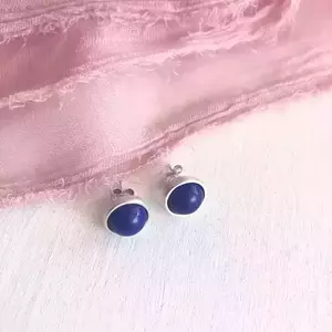 Χειροποίητα ασημένια σκουλαρίκια με πέτρα "Lapis Lazuli" - ασήμι, ημιπολύτιμες πέτρες, ασήμι 925, καρφωτά