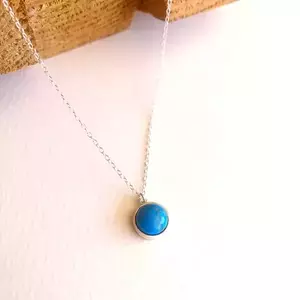Χειροποίητο ασημένιο κολιέ με πέτρα "Turquoise Blue Howlite" - ασήμι, ημιπολύτιμες πέτρες, αλυσίδες, ασήμι 925