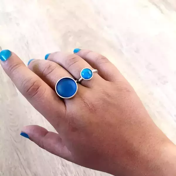 Χειροποίητο ασημένιο δαχτυλίδι με πέτρα "Turquoise Blue Howlite" - ημιπολύτιμες πέτρες, minimal, βεράκια, αυξομειούμενα - 3