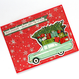 Χριστουγεννιάτικη κάρτα "Have yourself a merry little Christmas" - χαρτί, ευχετήριες κάρτες, δέντρο