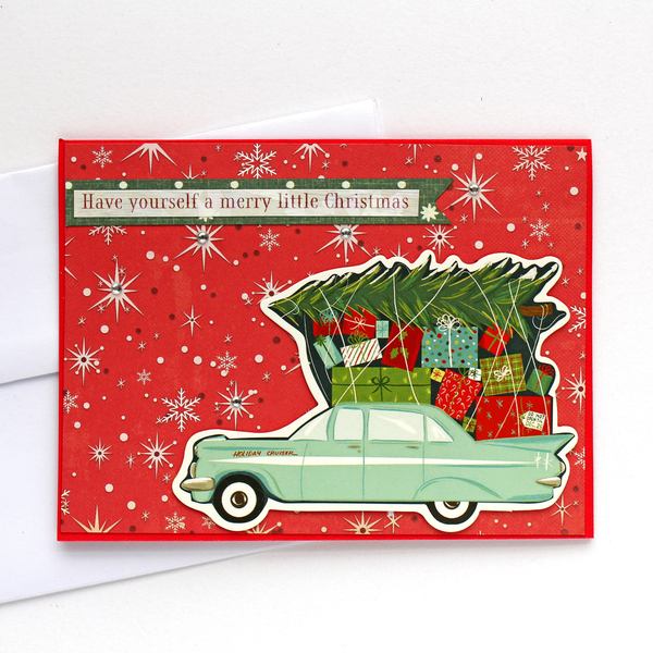 Χριστουγεννιάτικη κάρτα "Have yourself a merry little Christmas" - χαρτί, ευχετήριες κάρτες, δέντρο - 2
