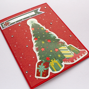 Χριστουγεννιάτικη κάρτα "Jingle all the way" - χαρτί, ευχετήριες κάρτες, δέντρο - 3