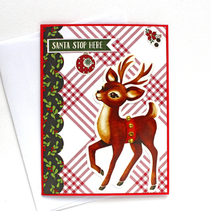 Χριστουγεννιάτικη κάρτα "Santa stop here" - χαρτί, ευχετήριες κάρτες - 2