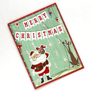 Χριστουγεννιάτικη κάρτα "Merry Christmas" banner - χαρτί, μπαμπάς, δασκάλα, άγιος βασίλης, ευχετήριες κάρτες - 2