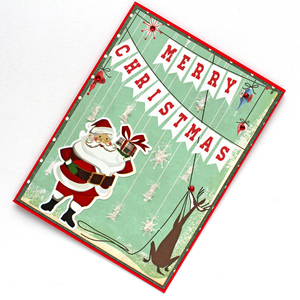 Χριστουγεννιάτικη κάρτα "Merry Christmas" banner - χαρτί, μπαμπάς, δασκάλα, άγιος βασίλης, ευχετήριες κάρτες - 3