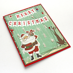 Χριστουγεννιάτικη κάρτα "Merry Christmas" banner - χαρτί, μπαμπάς, δασκάλα, άγιος βασίλης, ευχετήριες κάρτες - 4