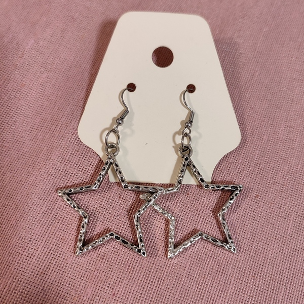 Σκουλαρίκια σε σχήμα αστεριού - αλπακάς, αστέρι, μέταλλο, κοσμήματα, κρεμαστά - 2