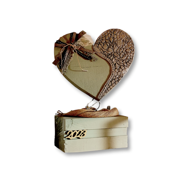 Επιτραπέζια Ξύλινη Καρδιά-Μέντα - ξύλο, καρδιά, χειροποίητα, διακοσμητικά