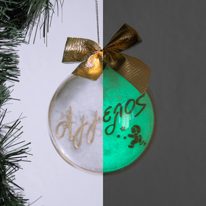 Χριστουγεννιάτικη Μπάλα - ΦΩΣΦΟΡΙΖΕ - πλαστικό, στολίδια, προσωποποιημένα, μπάλες - 2