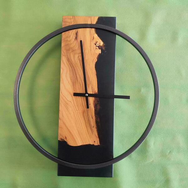 Ρολόι τοίχου "Portugal" κατασκευασμένο από μέταλλο και ξύλο - ξύλο, τοίχου, χειροποίητα, ξύλινα διακοσμητικά - 5