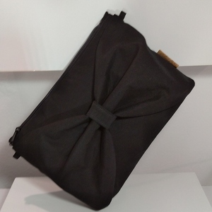 Γυναικεία τσάντα χειρός με φιόγκο, από μαύρο βαμβακερό ύφασμα. Anifantou - ύφασμα, χειρός, βραδινές, μικρές - 3