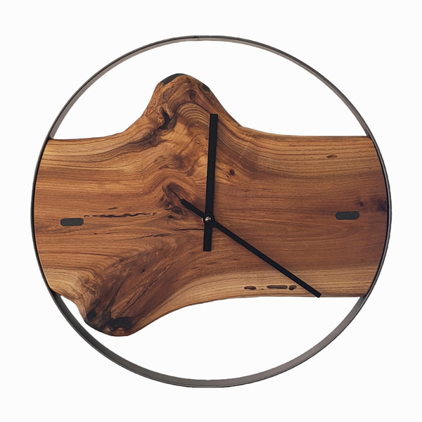 Ρολόι τοίχου "Ulme 3" κατασκευασμένο από μέταλλο και ξύλο.Διαμετρος φ38cm. - ξύλο, τοίχου, χειροποίητα, διακοσμητικά
