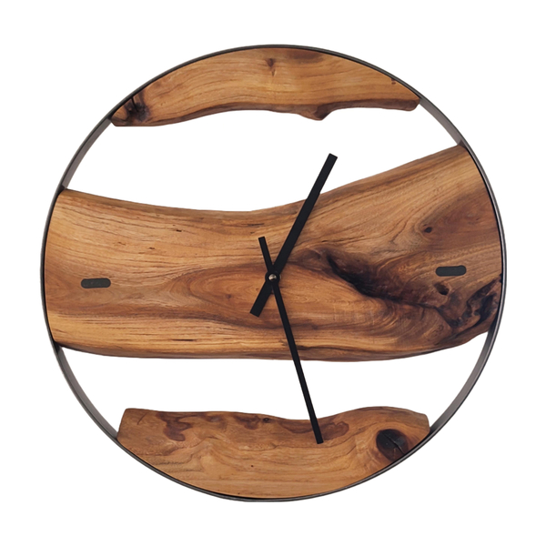 Ρολόι τοίχου "Ulme"κατασκευασμένο από μέταλλο και ξύλο - ξύλο, τοίχου, χειροποίητα, ξύλινα διακοσμητικά τοίχου