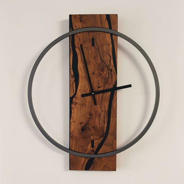 Ρολόι τοίχου " Lava " κατασκευασμένο από μέταλλο και ξύλο - ξύλο, τοίχου, χειροποίητα, διακοσμητικά - 2