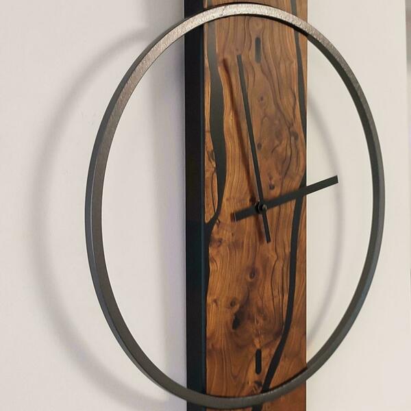 Ρολόι τοίχου " Lava " κατασκευασμένο από μέταλλο και ξύλο - ξύλο, τοίχου, χειροποίητα, διακοσμητικά - 3