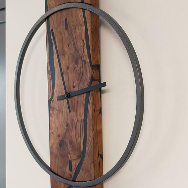 Ρολόι τοίχου " Lava " κατασκευασμένο από μέταλλο και ξύλο - ξύλο, τοίχου, χειροποίητα, διακοσμητικά - 4