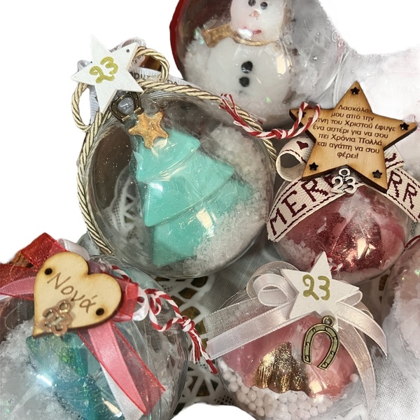 Χριστουγεννιάτικη αρωματική σαπούνο-μπάλα 2024! - μαμά, plexi glass, γούρια, δέντρο, μπάλες - 5