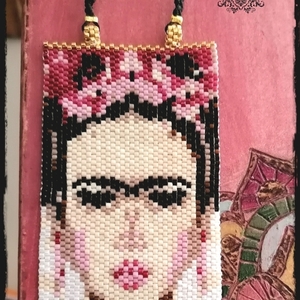 Κολιέ Frida Kahlo, χάντρες Miyuki - γυαλί, χάντρες, miyuki delica, μακριά, μεγάλα - 2