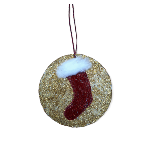 Χριστουγεννιάτικο κρεμαστό στολίδι κάλτσα του Αη Βασίλη - χαρτί, άγιος βασίλης, στολίδια
