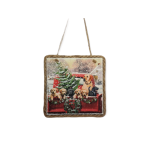 Χριστουγεννιάτικο Ξύλινο Στολίδι 16x16 cm Σκυλάκια - ξύλο, χριστουγεννιάτικα δώρα, στολίδια