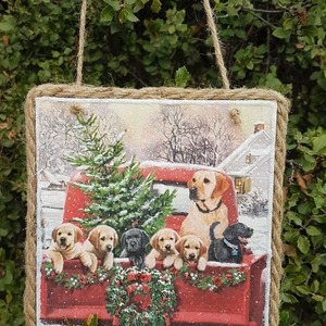 Χριστουγεννιάτικο Ξύλινο Στολίδι 16x16 cm Σκυλάκια - ξύλο, χριστουγεννιάτικα δώρα, στολίδια - 2