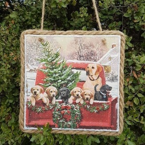 Χριστουγεννιάτικο Ξύλινο Στολίδι 16x16 cm Σκυλάκια - ξύλο, χριστουγεννιάτικα δώρα, στολίδια, μπάλες - 3
