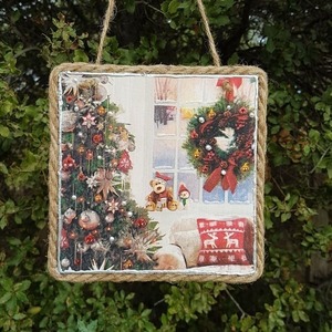 Χριστουγεννιάτικο Στολίδι 16x16 cm Γιορτινό σαλόνι - ξύλο, σπίτι, χριστουγεννιάτικα δώρα, στολίδια - 2