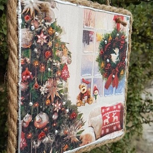 Χριστουγεννιάτικο Στολίδι 16x16 cm Γιορτινό σαλόνι - ξύλο, σπίτι, χριστουγεννιάτικα δώρα, στολίδια, μπάλες - 3