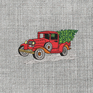 Χριστουγεννιάτικο ψηφιακό κέντημα μηχανής My Mood embroidery vintage αυτοκίνητο και δέντρο - κεντητά, χριστούγεννα, DIY