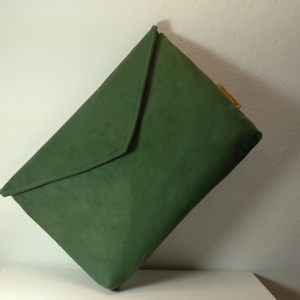 Γυναικεία τσάντα φάκελος Σουετ Πράσινος με μαγνητικό κούμπωμα. Anifantou - ύφασμα, φάκελοι, χειρός, βραδινές - 3