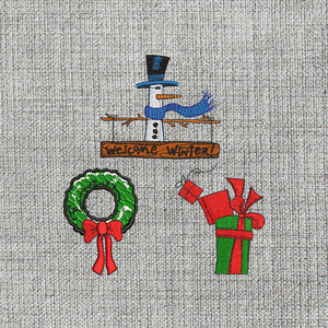 Χριστουγεννιάτικο ψηφιακό κέντημα μηχανής My Mood embroidery vintage σετ σχεδίων δωρο στεφάνι χιονάνθρωπος - κεντητά, χριστούγεννα, DIY